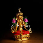 statue bouddhique or rouge rose traditionnelle tibétaine multi couleur emballage carton motifs colorés