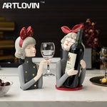 figurine moderne buste féminin support bouteille vin verre décor maison chic artistique transparent rouge