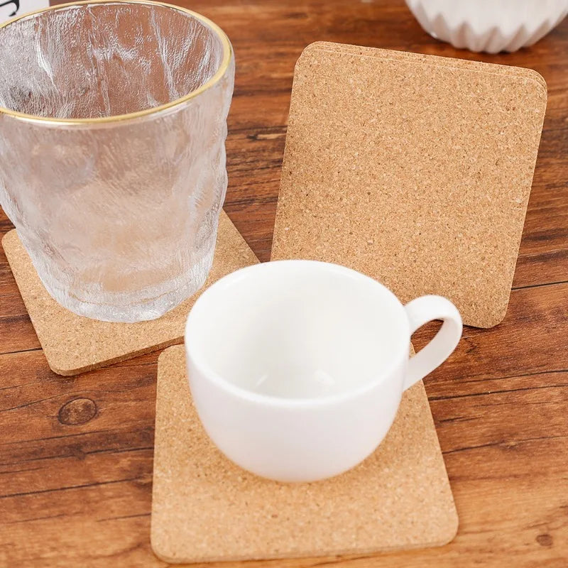 coasters liège naturel simples rustiques boissons table decoration beige rustic round