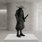 statue ninja noire texturée traditionnelle japonaise katana décoration intérieure erotique samuraï guerrier