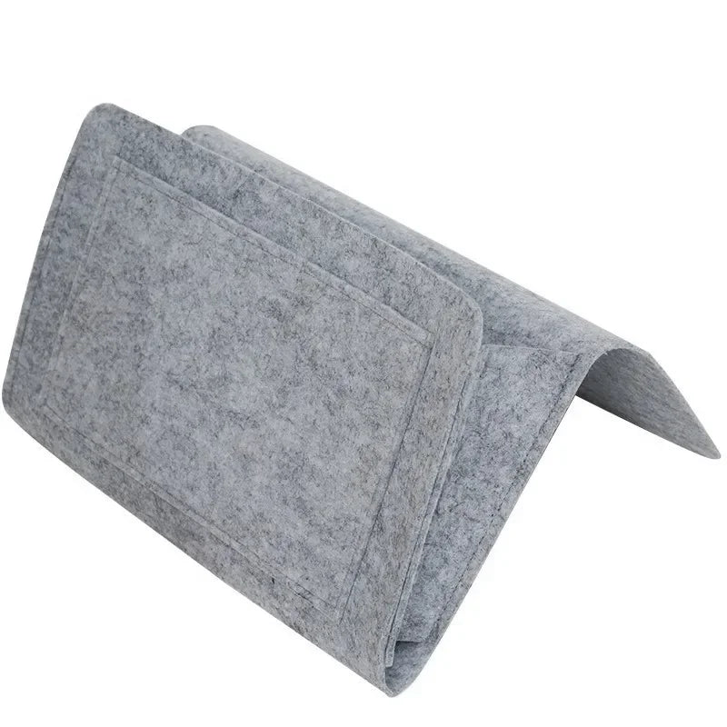 organisateur suspendu feutre gris moderne rangement portable livres magazines écouteurs téléphone lunettes minimaliste