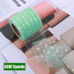 ruban decoratif polyester coeurs iridescents paillettes translucide vert rose bleu clair noir 6cm 5yards