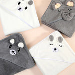 serviettes bain capuche animaux brodés douces enfants vert pastel rose orange gris bleuclair