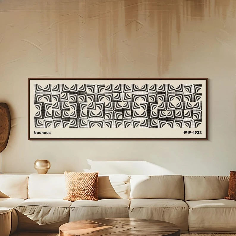 affiche moderne graphique spirales concentriques toile rectangle horizontal décoration intérieure abstraite encre imperméable opaque