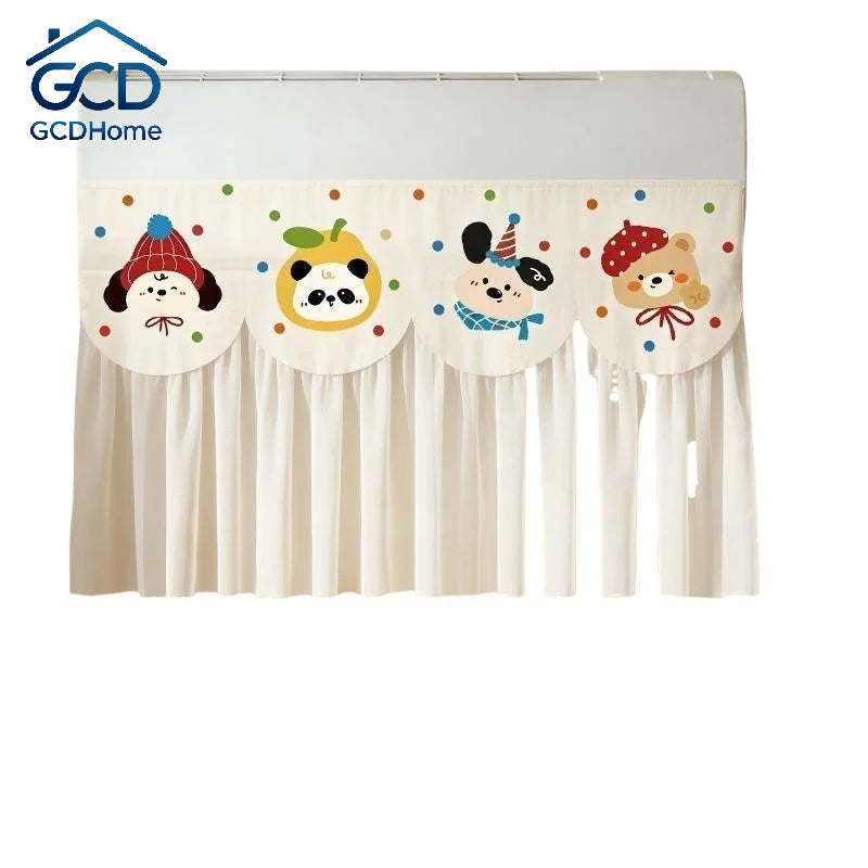 rideau climatiseur mignon personnages animaux franges plissées motifs colorés adorable enfantin decoratif anti vent