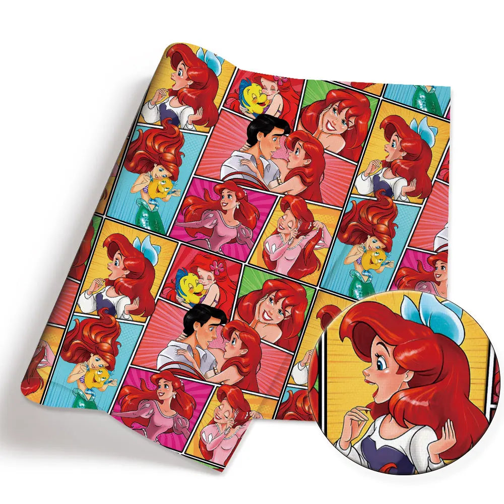 tissu patchwork disney aurora ariel cendrillon mickey bleu vert rose blanc coton 140x50cm