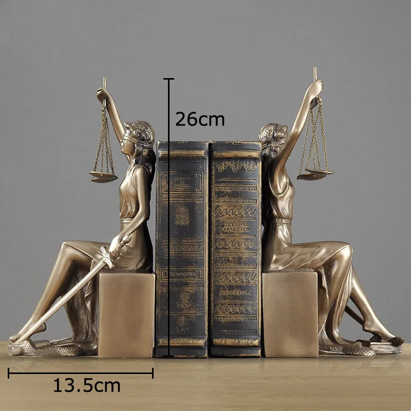 statue justice résine bronze doré décoration classique balance épée livre moderne chambre