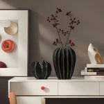 vases modernes noir blanc rayures dorées opaques terrarium décoration maison fleurs table