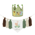 guirlande festivite couronne numerale deco chambre enfant motif pompon boho couleur neutre festive