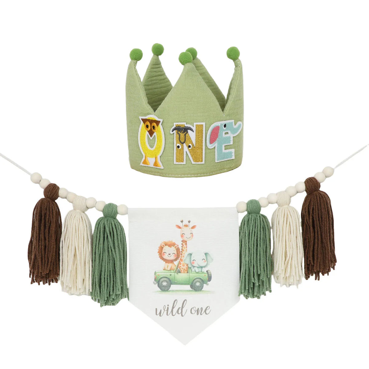 guirlande festivite couronne numerale deco chambre enfant motif pompon boho couleur neutre festive
