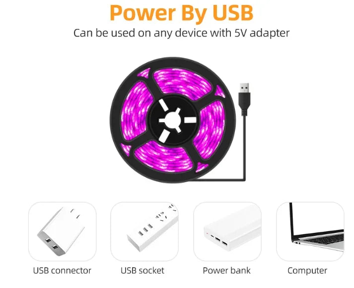 ruban led rose plantes croissance horticole usb serre hydroponique fleurs fleurs fleurs fleurs