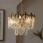 lustre pendentif feuilles doré transparent classique led moderne chambre salon