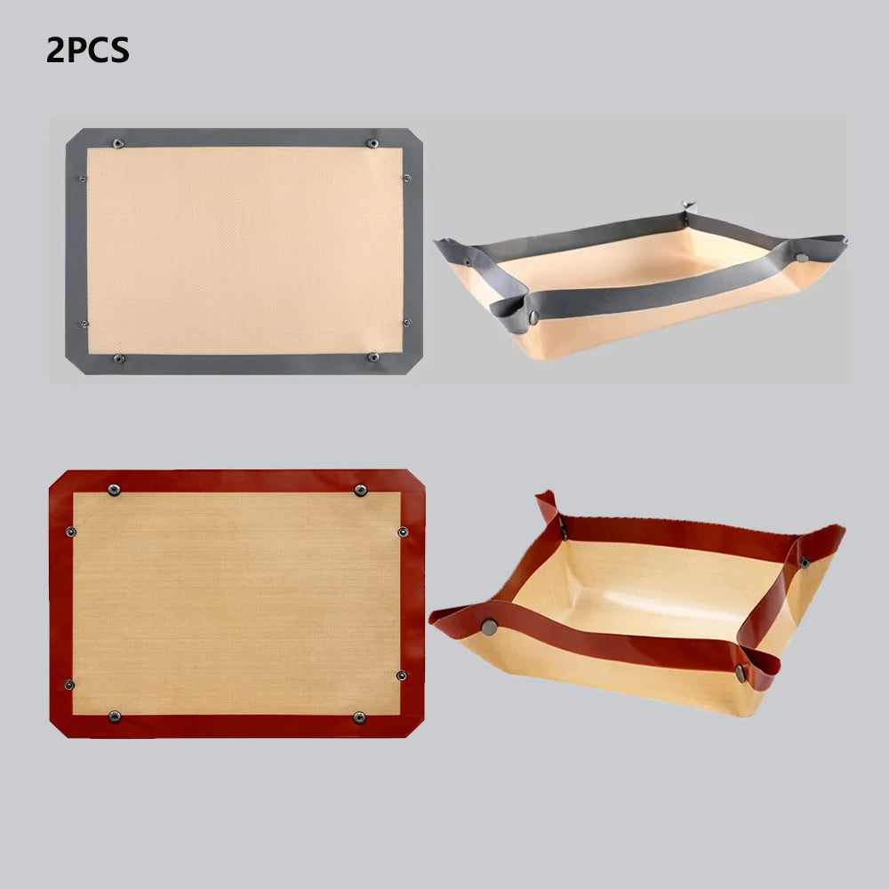 tapis cuisson silicone beige noir rouge texture tissée moderne clips antiadhésifs