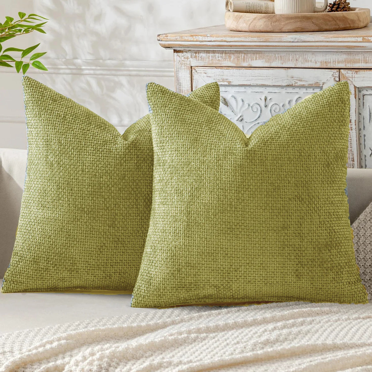 housse coussin carré tissage texture polyester coton moderne bleu marine clair beige marron