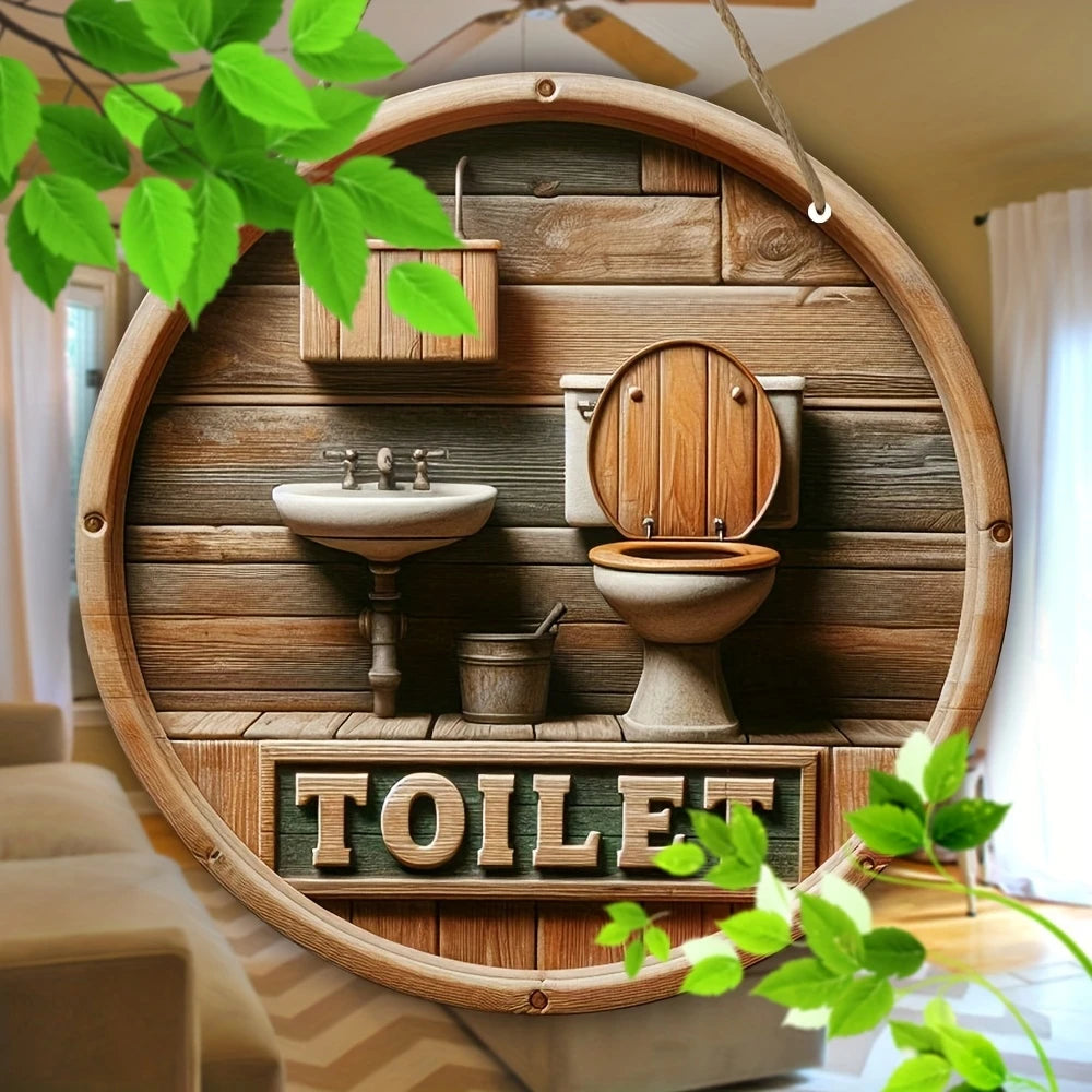panneau decoratif mural bois naturel rond vintage rustique salle bains