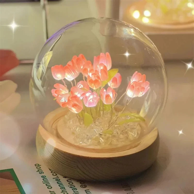 décoration intérieure tulipe verre LED rouge orange verte minimaliste chambre salon festive