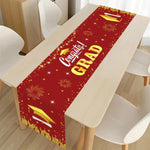 nappe table fête remise diplôme motifs cérémonie confettis étoiles feu artificiel polyester noire or