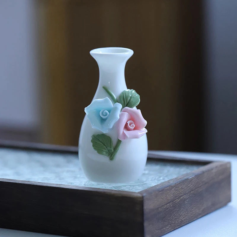 vases céramique artisanal poissons fleurs blanc bleu rouge vert