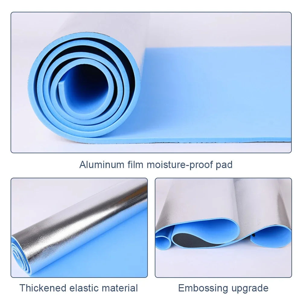 tapis yoga bleu texture embossée mousse confortable ceinture serrage 10mm moderne fitness sport