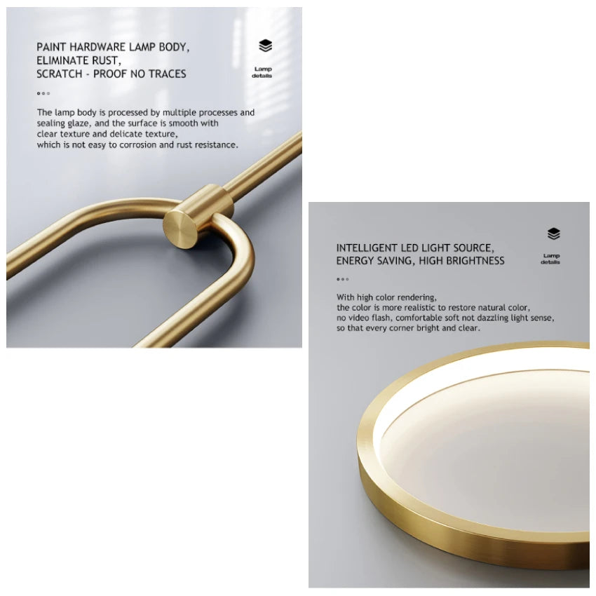 lampe suspendue anneau or noir moderne minimaliste sphère lumineuse chaîne métalliqueflux lumineux haute qualité