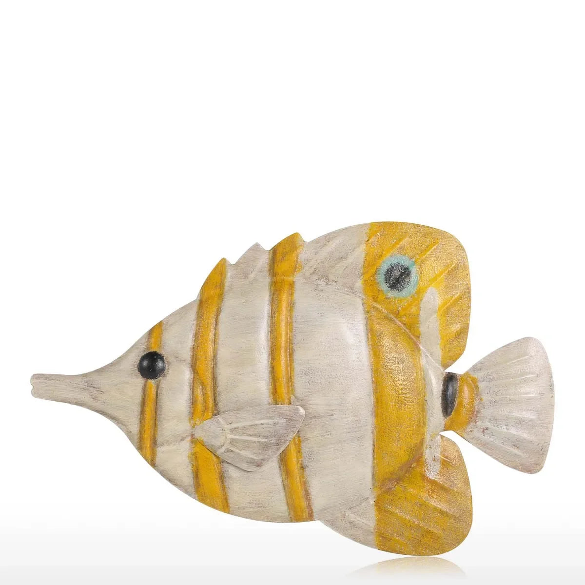 sculpture poisson métal bleu blanc jaune artisanal décoratif mur opacité