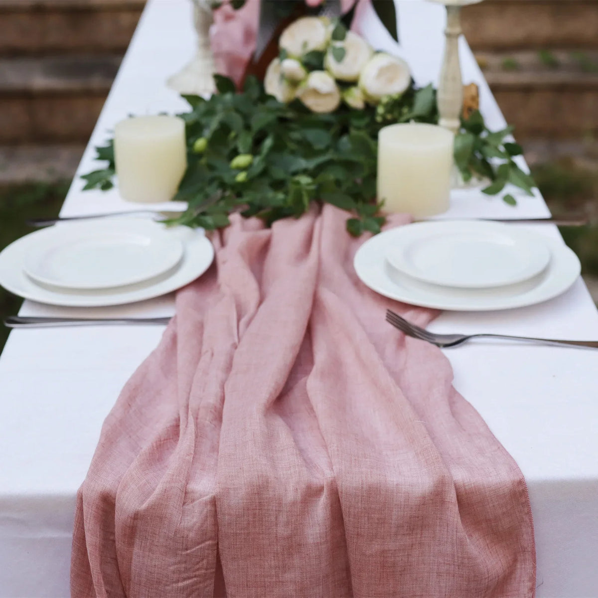 serviettes table vert olive rose bleu clair gris texture lin naturelle classique maison wedding