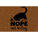 tapis d'entrée imperméable anti bactéries antidérapant chat noir motif moderne marron clair tapis sol