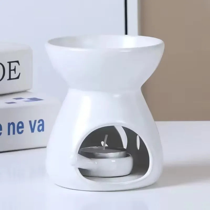 lampe huile essentielle céramique moderne noir blanc décoration feuilles étoiles ajourée diffuseur aromathérapie yoga