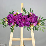 décoration mariage guirlande fleurs artificielles soie violet blanc crème vert jaune