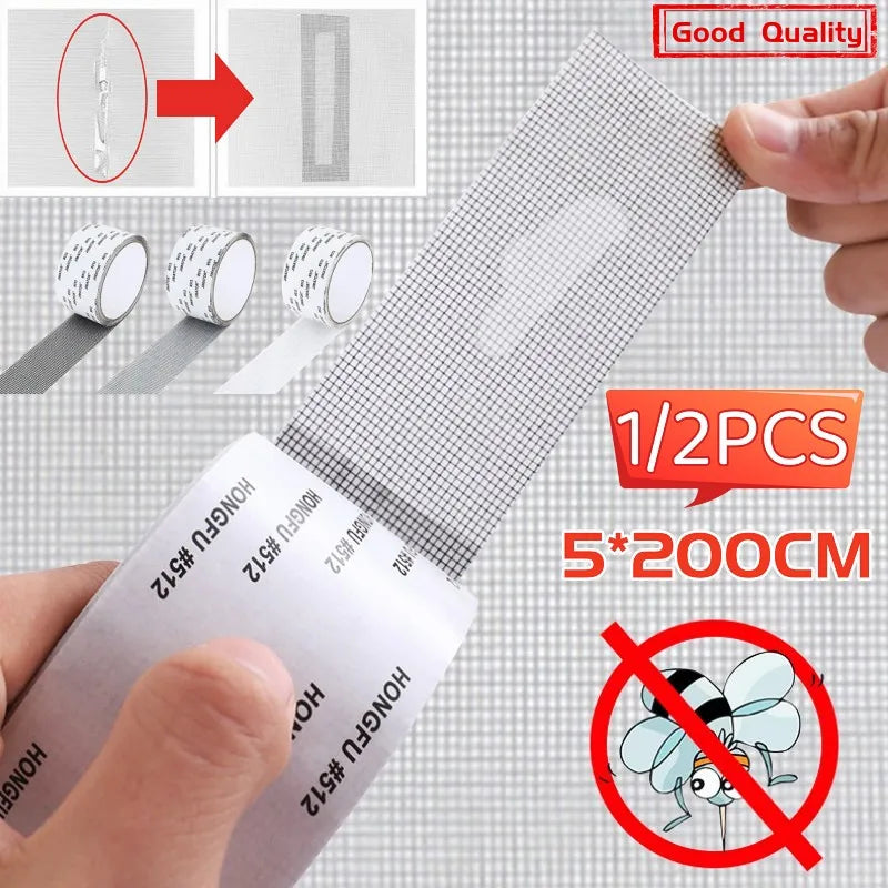 filet anti insectes adhésif gris maille fine réparation fenêtre porte pratique 5x200cm