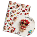 serviettes tissu imprimé hello kitty rose vert blanc résistant abrasion plain weave coton enfantin