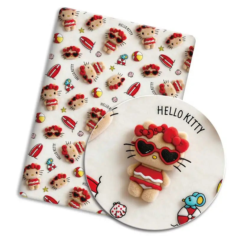 serviettes tissu imprimé hello kitty rose vert blanc résistant abrasion plain weave coton enfantin
