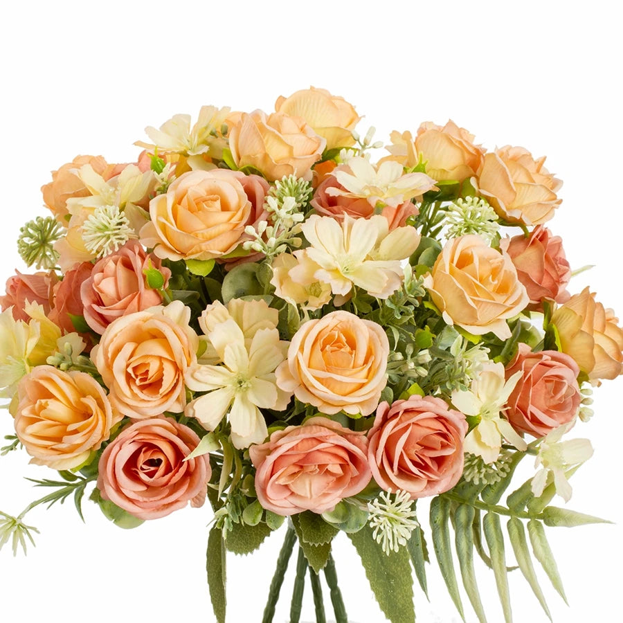 décoration extérieure moderne bouquet fleurs artificielles roses blanches bleues mariage anniversaire baby shower