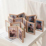 cadre photo pliable bois grainé beige portraits triptyque décoration champêtre