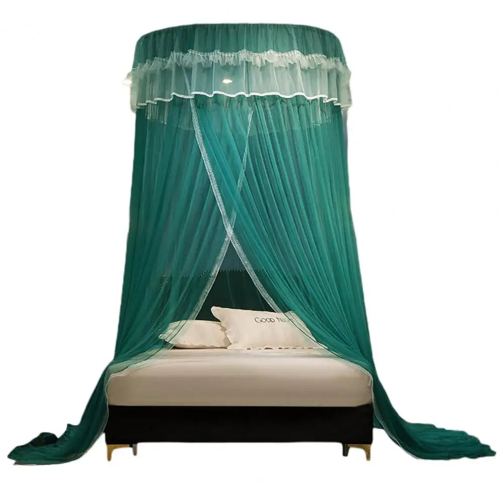 rideau lit enfant unisexe polyester coton rose vert blanc bleu violet translucide franges décoratives