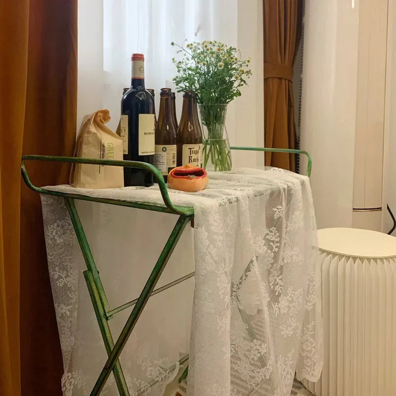 nappe dentelle florale table manger réutilisable polyester coton semi transparent beige clair vintage bohèmeextérieur