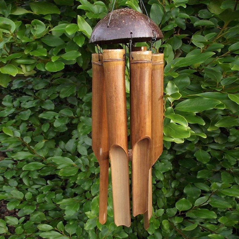 décoration murale bambou noix coco musique rustique naturelle artisanale porte jardin maison