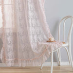 rideau transparent fleuri dentelle rose vintage romantique maison