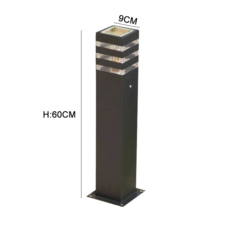 lampe solaire moderne aluminium noir ip65 waterproof h60cm éclairage public led