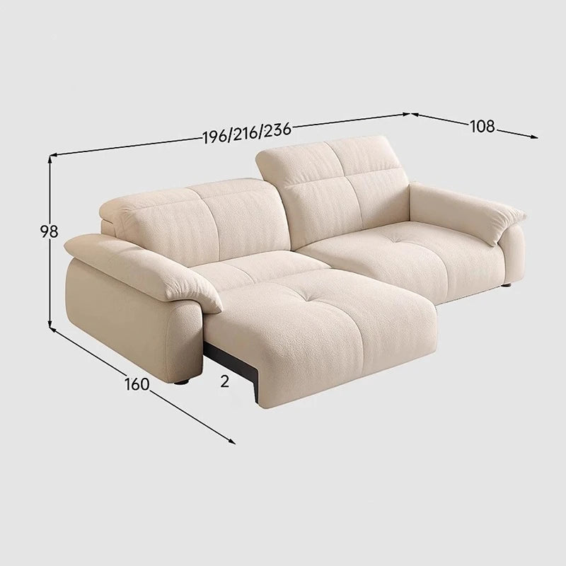 canapé lit moderne convertible beige oreillers 196x160x98cm tissu composite sponge down adjustable