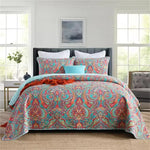 ensemble couette couverture matelassée motifs floraux coton quilté maison toutes saisons