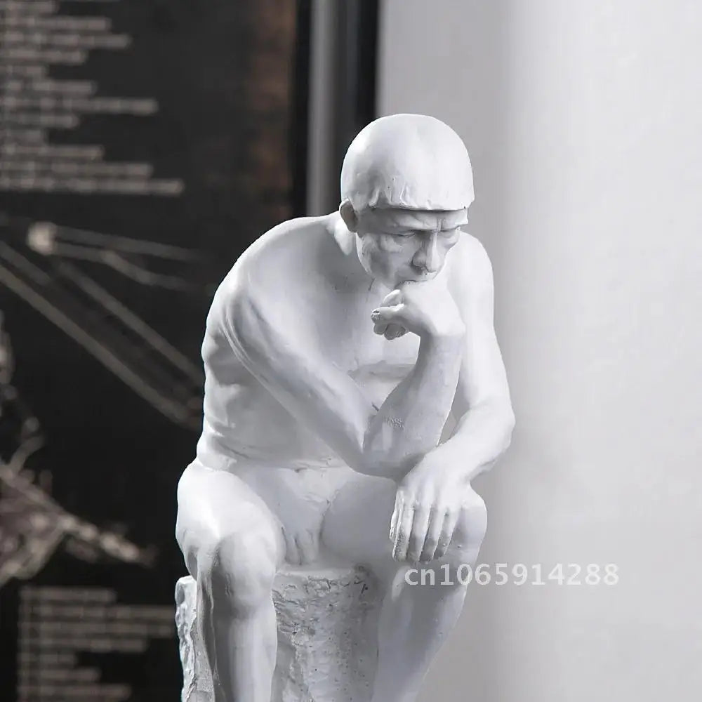 statue penseur rodin résine blanc noir classique art antique décoration intérieure salon