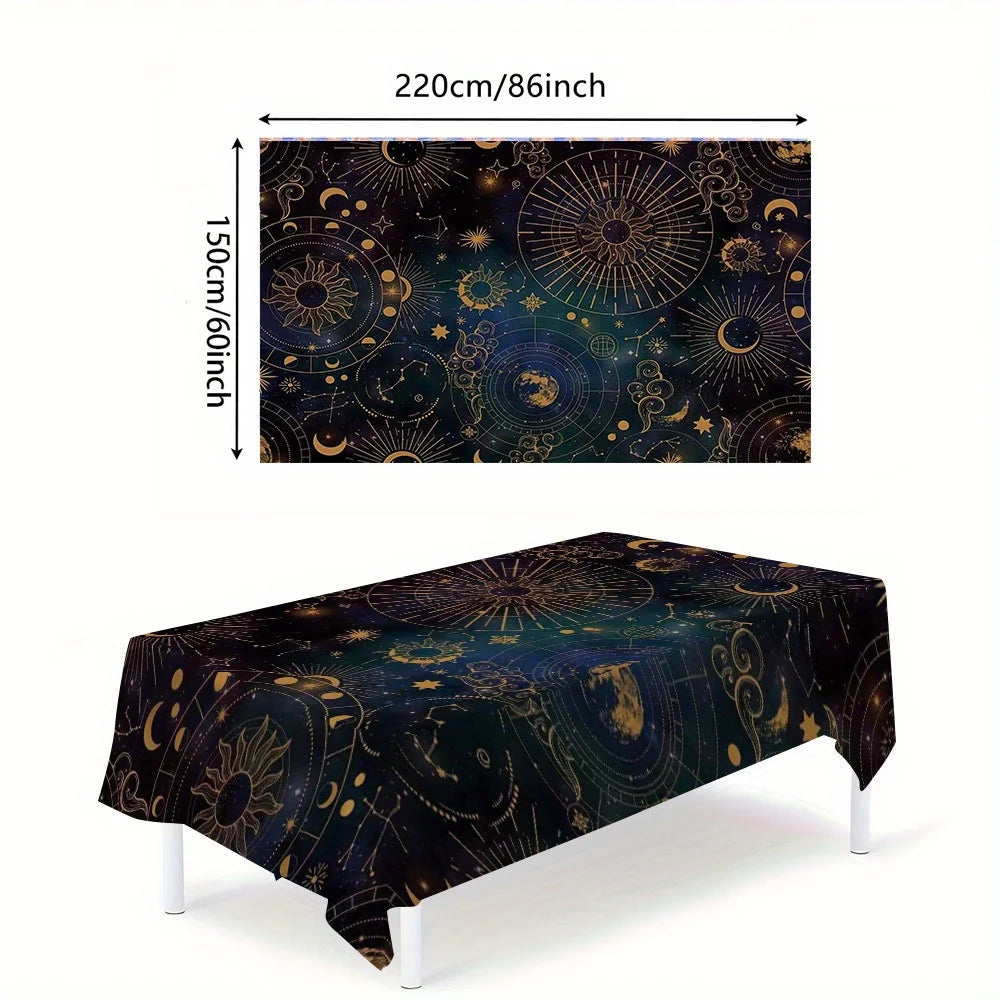nappe imperméable moderne bleu foncé constellations étoiles restaurant décoration maison festive resistant huile