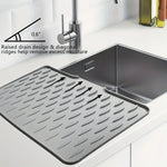 tapis séchage vaisselle silicone noir blanc moderne minimaliste texturé rainures diagonales facile nettoyage