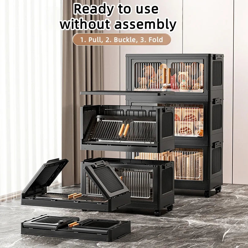 rangement modulaire pliable noir moderne roulettes grilles rangement amovibles