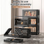 rangement modulaire pliable noir moderne roulettes grilles rangement amovibles