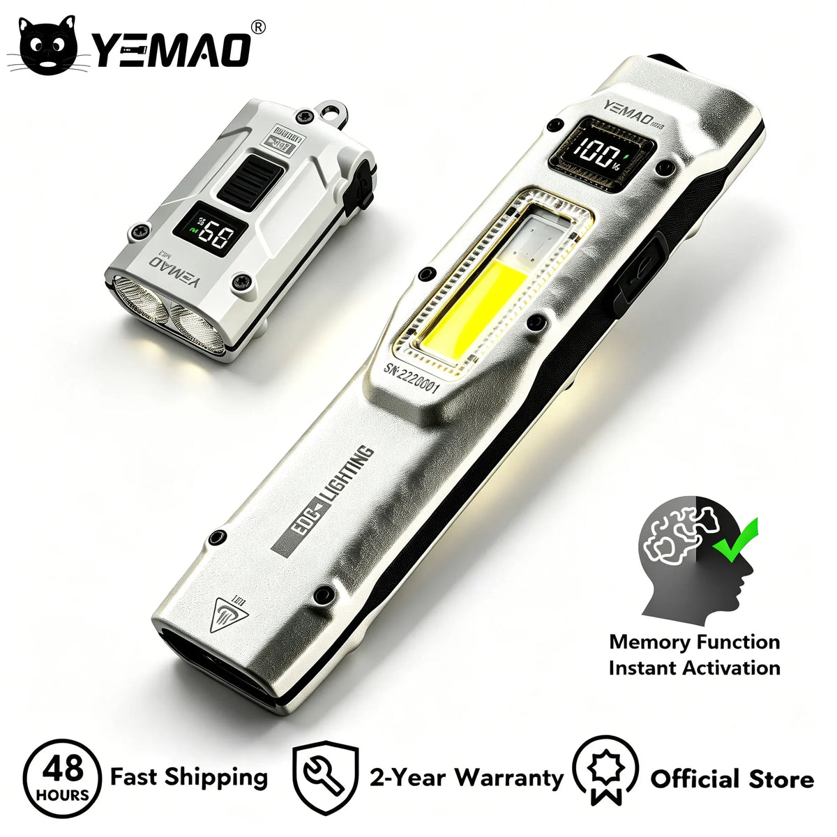 lampe torche tactique led rechargeable uv argent noir moderne compact clip antibruit