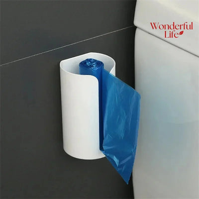 distributeur mural sacs poubelle adhésif blanc moderne minimaliste rangement cuisine salle bain