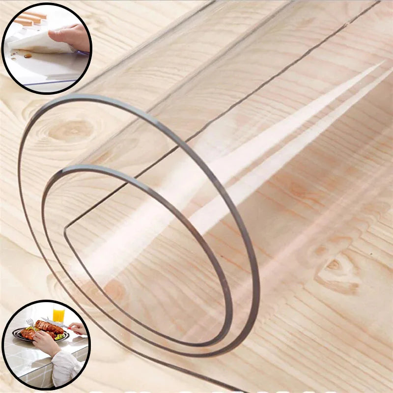 protège table imperméable pvc moderne plissé adhésif transparent maison mariage fête banquette