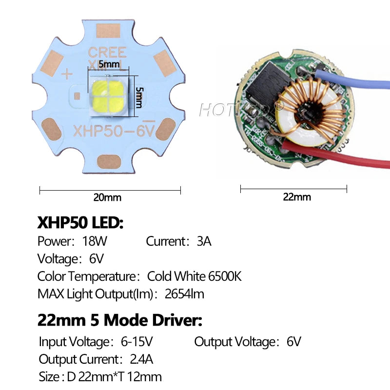 diodes led 20mm bleu clair jaune noir doré conducteurs pcb projecteur lampe torche phare